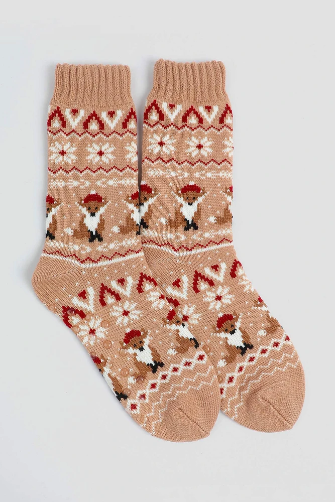 Ardene Festive Animal Slipper Socks in | Polyester