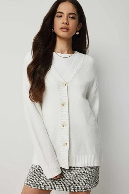 Ardene Long Oversized Cardigan in White | Size | Polyester/Spandex