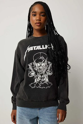 Ardene Metallica Sweatshirt in Black | Size | Polyester/Cotton | Fleece-Lined