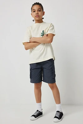 Ardene Kids Nylon Cargo Shorts in Grey | Size