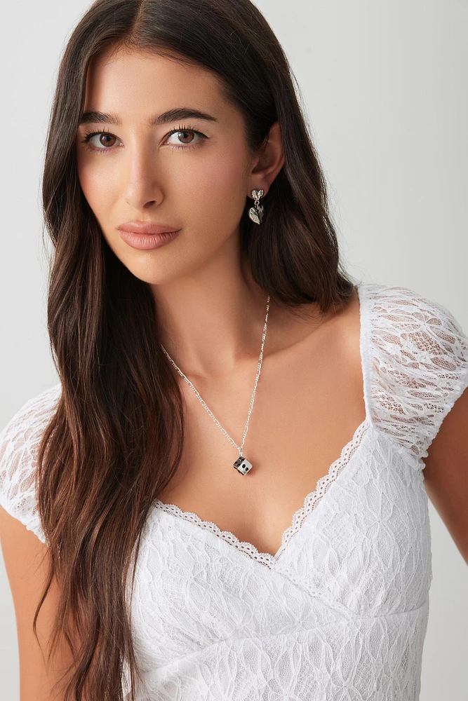 Ardene Lace V-Neck Crop Top in White | Size | Polyester/Elastane