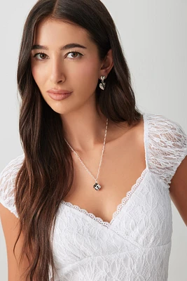 Ardene Lace V-Neck Crop Top in White | Size | Polyester/Elastane