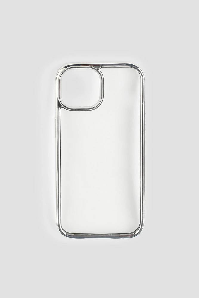 Ardene Metallic Trim iPhone 15 Case in Silver