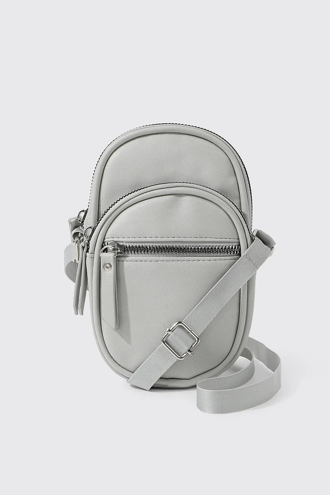 Ardene Faux Leather Phone Bag in Grey | 100% Recycled Polyester/Faux Leather | Eco-Conscious