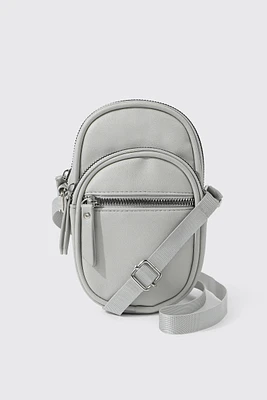 Ardene Faux Leather Phone Bag in Grey | 100% Recycled Polyester/Faux Leather | Eco-Conscious