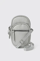 Ardene Faux Leather Phone Bag in Grey | 100% Recycled Polyester/Faux Leather | Eco-Conscious