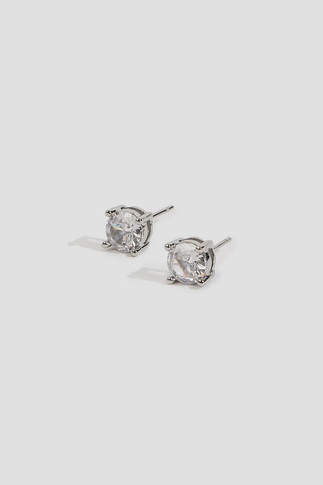 Ardene 6mm Stainless Steel Cubic Zirconia Studs in Silver