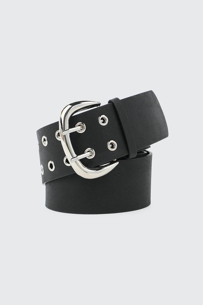 Ardene Eyelet Belt in Black | Size Small | Faux Leather