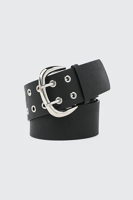 Ardene Eyelet Belt in Black | Size Small | Faux Leather