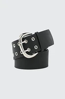 Ardene Eyelet Belt in Black | Size Small | Faux Leather