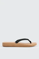 Ardene Braided Flip-Flops Sandals in Black | Size
