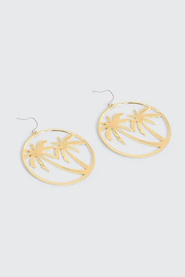 Ardene Palm Trees Hoop Earrings in Gold | Stainless Steel