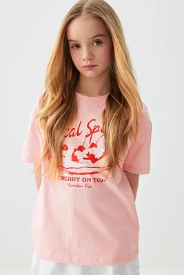 Ardene Kids Oversized Graphic T-Shirt in Light | Size | 100% Cotton