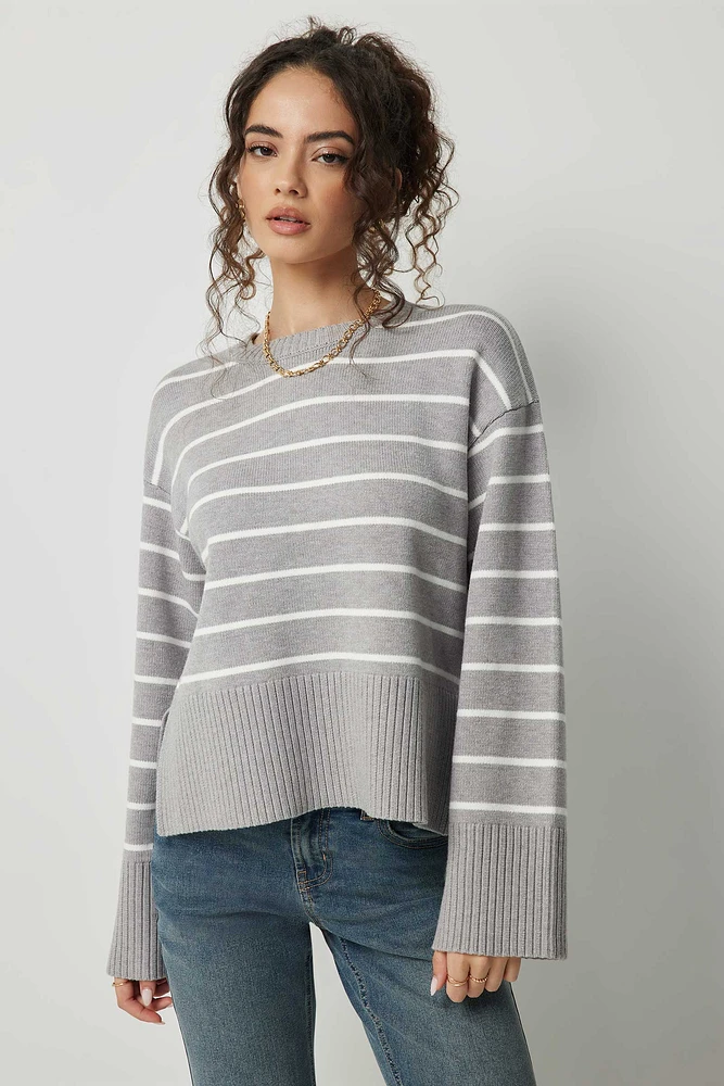 Ardene Short Boxy Sweater in Grey | Size | Polyester/Nylon/Viscose