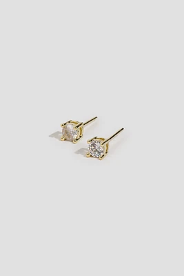 Ardene 4mm Stainless Steel Cubic Zirconia Studs in Gold