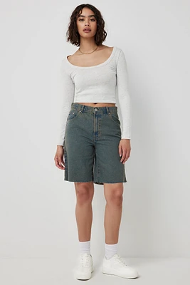 Ardene Distressed High Rise Skater Jorts in | Size | 100% Cotton