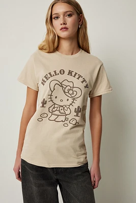 Ardene Cowgirl Hello Kitty T-Shirt in Beige | Size | 100% Cotton