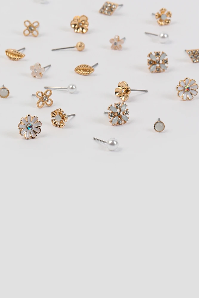 Ardene 12-Pack Assorted Stud Earrings in Gold | Stainless Steel
