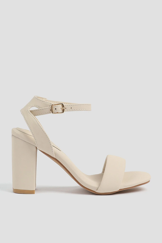 Ardene Faux Suede Bloc Heel Sandals in Beige | Size | Eco-Conscious