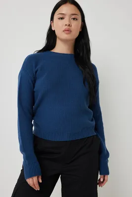 Ardene Honeycomb Crew Neck Sweater in Dark Blue | Size | 100% Acrylic