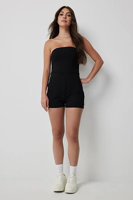 Ardene Fitted Tube Romper in Black | Size | Polyester/Spandex