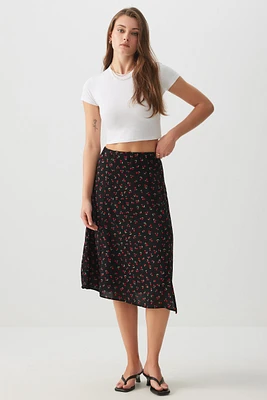 Ardene Flowy Midi Skirt with Slit in | Size | 100% Viscose