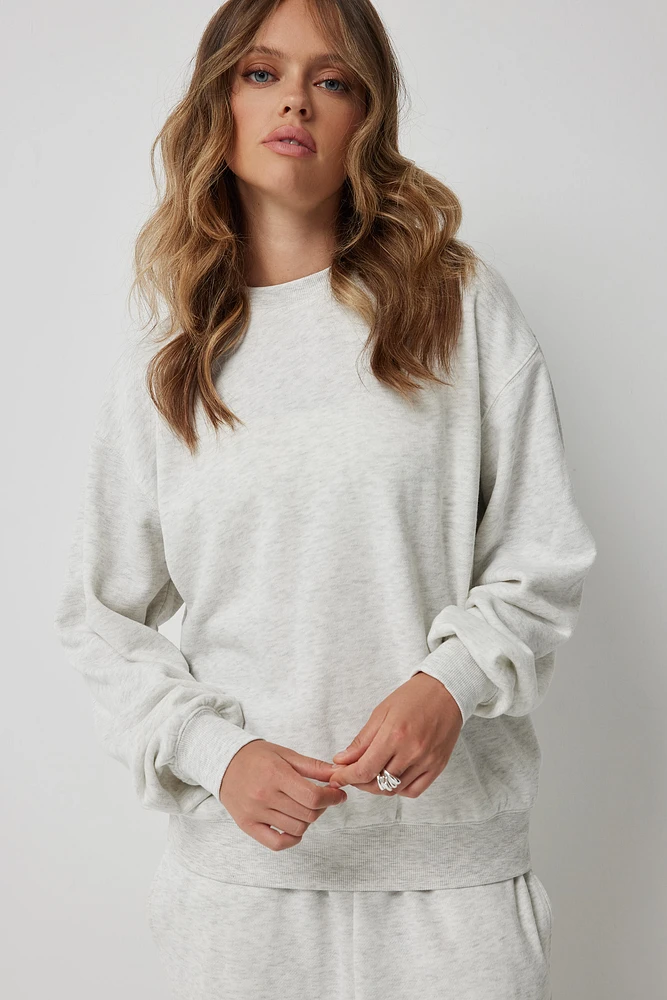 Ardene Solid Crew Neck Sweatshirt in Light Grey | Size | Polyester/Cotton | Eco-Conscious