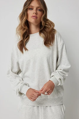 Ardene Solid Crew Neck Sweatshirt in Light Grey | Size | Polyester/Cotton | Eco-Conscious