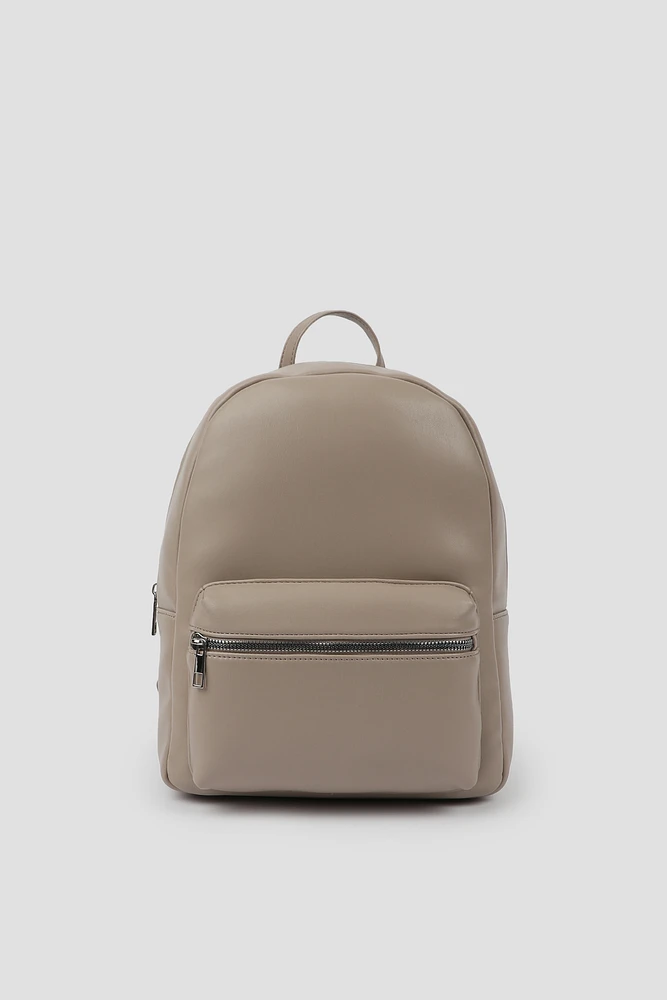 Ardene Faux Leather Backpack in Beige | Faux Leather/Polyester