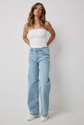 Ardene Mid Rise Wide Leg Jeans in Light Blue | Size | Spandex/Cotton