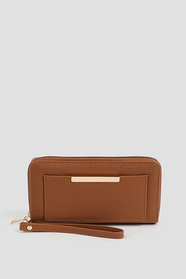 Ardene Accordion Wallet in Cognac | 100% Recycled Polyester/Faux Leather