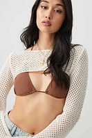 Ardene Open Stitch Shrug Sweater in Beige | Size | 100% Cotton