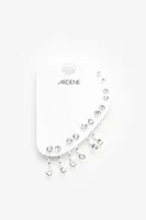 Ardene Pack of Round Stone Earrings in Silver | Stainless Steel