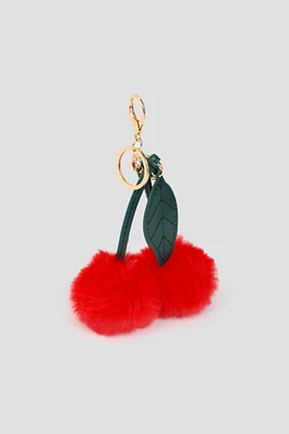 Ardene Plush Cherry Keychain in Red