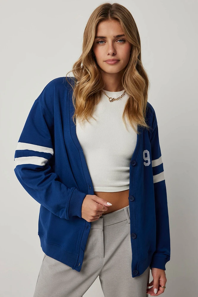 Ardene Varsity Cardigan in | Size | 100% Cotton