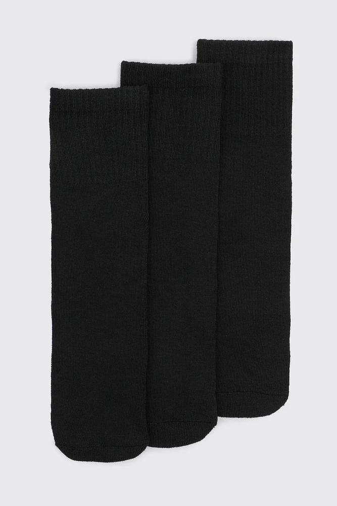 Ardene 3-Pack Athletic Demi Crew Socks in | Polyester/Elastane