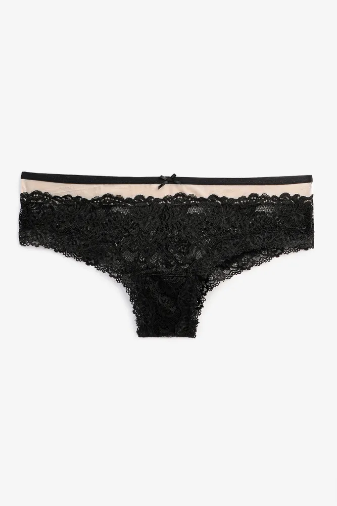 Ardene Lace & Mesh Cheeky Panty in, Size, Nylon/Elastane
