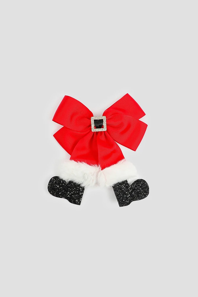 Ardene Santa Bow Hair Clip in Red