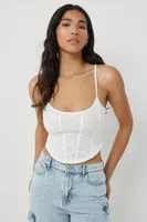 Ardene Lace Bustier Tank in White | Size | Polyester/Elastane