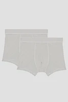 Ardene Man 2-Pack Solid Boxers For Men in Light Grey | Size Large | Elastane