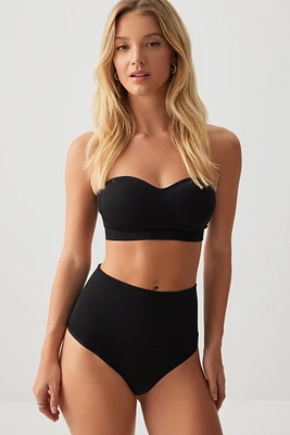 Ardene Seamless High Waisted Thong in Black | Size | Nylon/Elastane