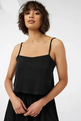 Ardene Cropped Pleated Satin Tank in | Size | Polyester