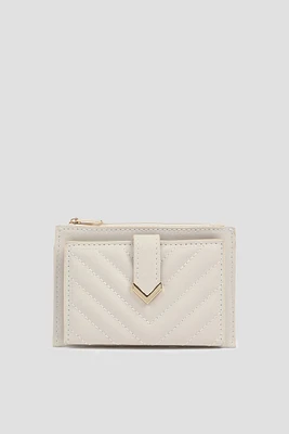 Ardene Quilted Wallet in White | Faux Leather/Polyester