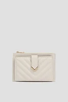 Ardene Quilted Wallet in White | Faux Leather/Polyester