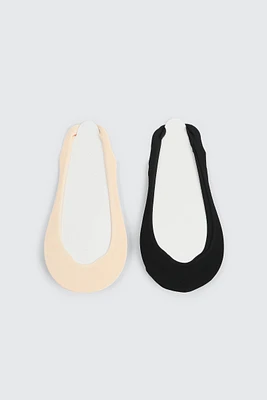 Ardene 2-Pack Mid Cut Shoe Liners in Beige | Nylon/Spandex