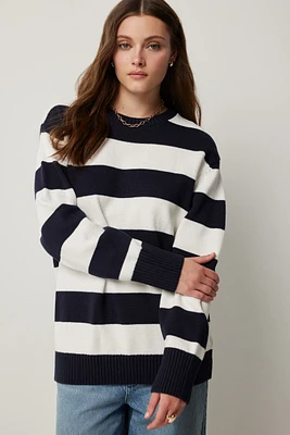 Ardene Long Oversized Sweater in Dark Blue | Size | 100% Cotton