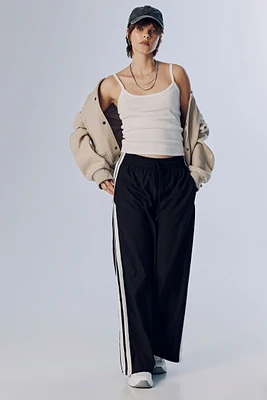 Ardene Side Stripe Track Pants in Black | Size | Nylon