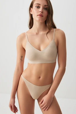 Ardene Invisible Bralette in Beige | Size | Nylon/Spandex | Microfiber