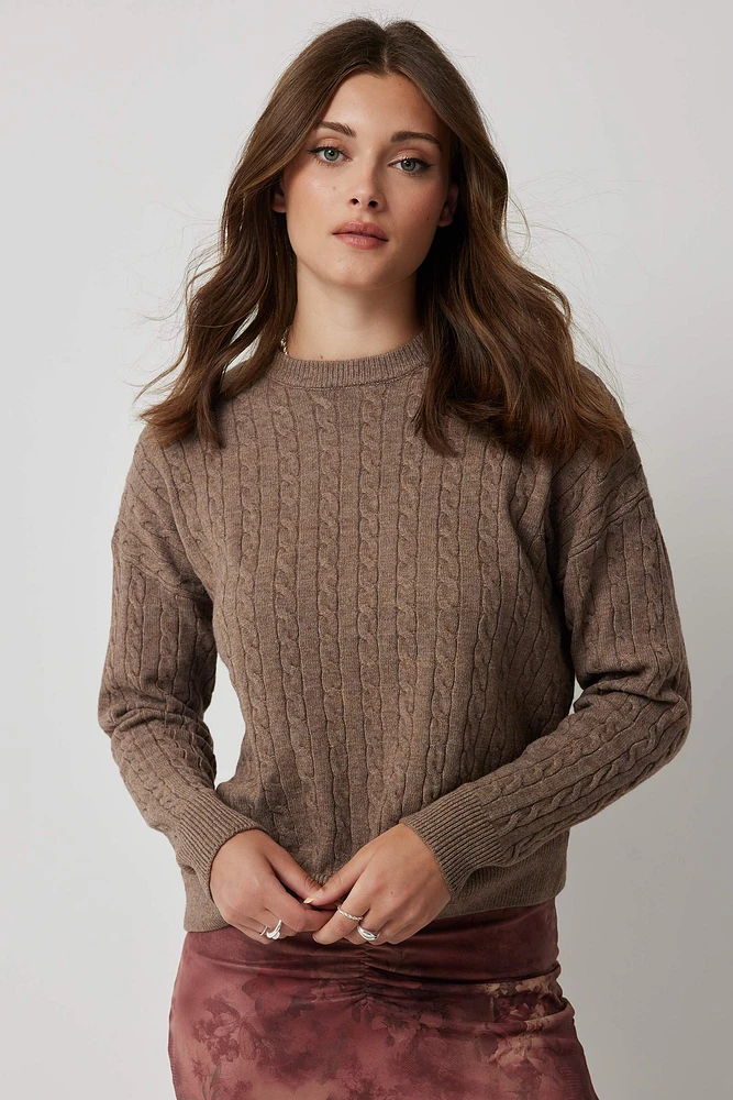 Ardene Long Cable Knit Sweater in | Size | Polyester/Nylon