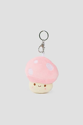 Ardene Kids Plush Mushroom Keychain in Light Pink